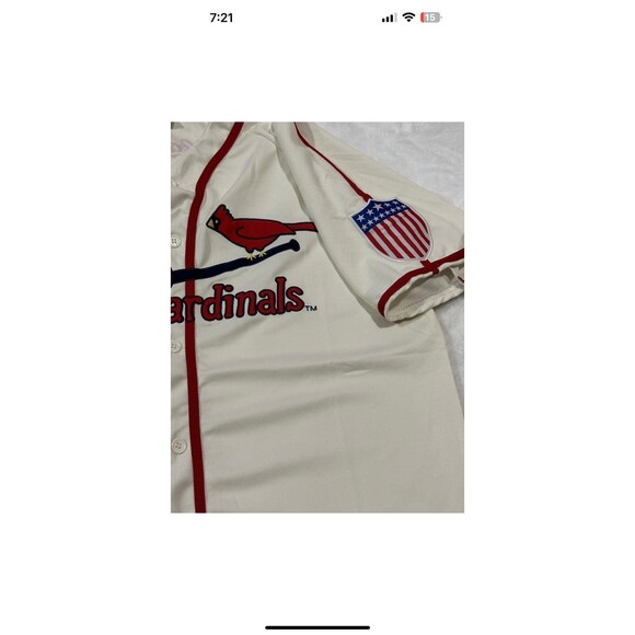 AUTHENTIC VINTAGE ST LOUIS CARDINALS XL CREAM FLAG COCA COLA EMBROIDERED USA MLB - Picture 3 of 11